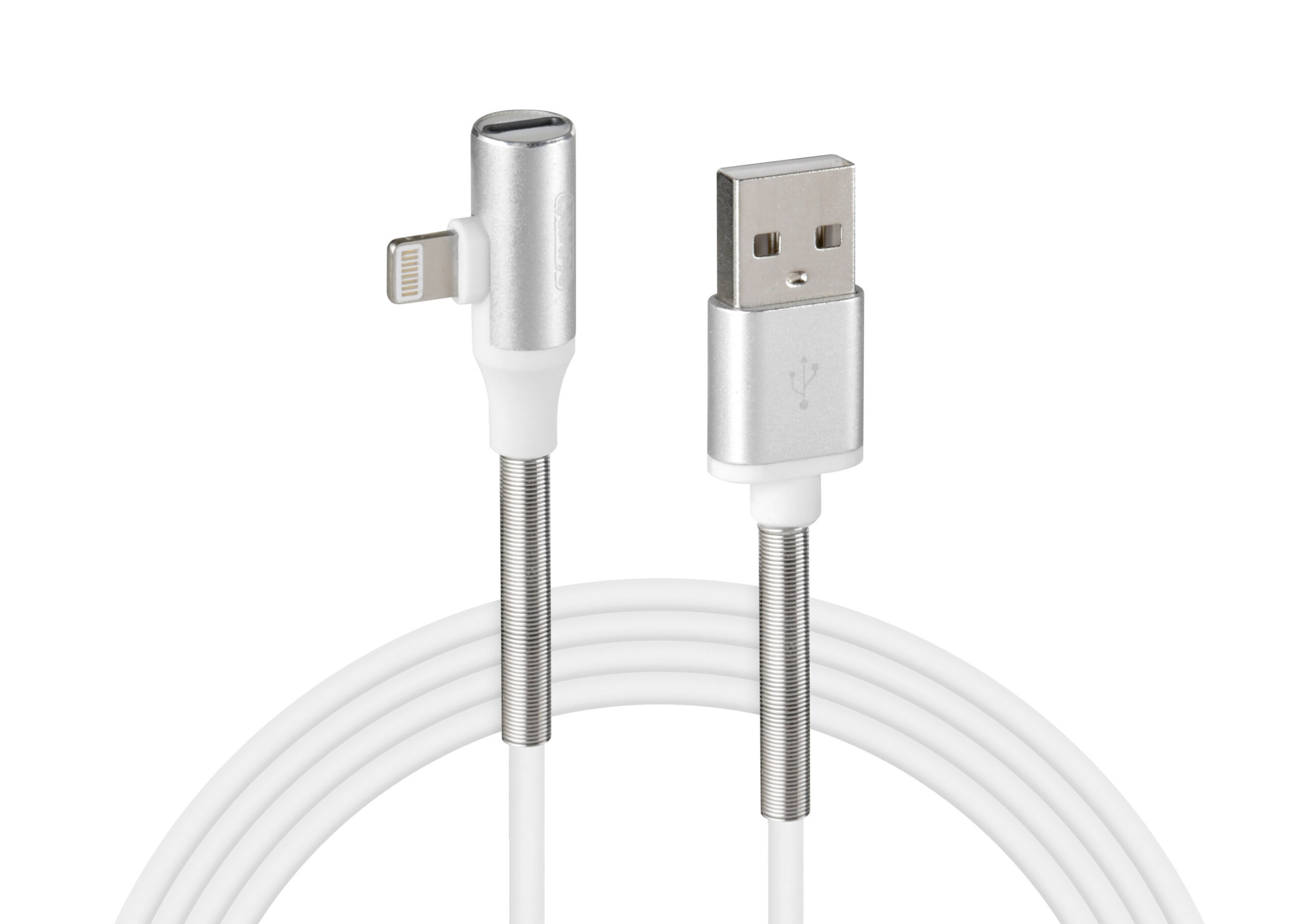 Cavo 90° Usb > Apple 8 Pin + adattatore auricolari - 100 cm - Bianco