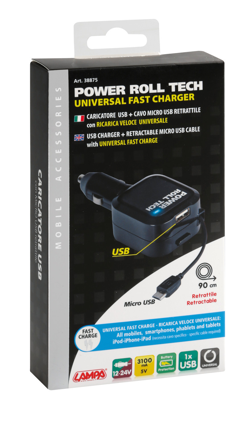 Caricabatteria Micro Usb con 1 porta Usb - Fast Charge - 3100 mA - 12/24V - immagine 4