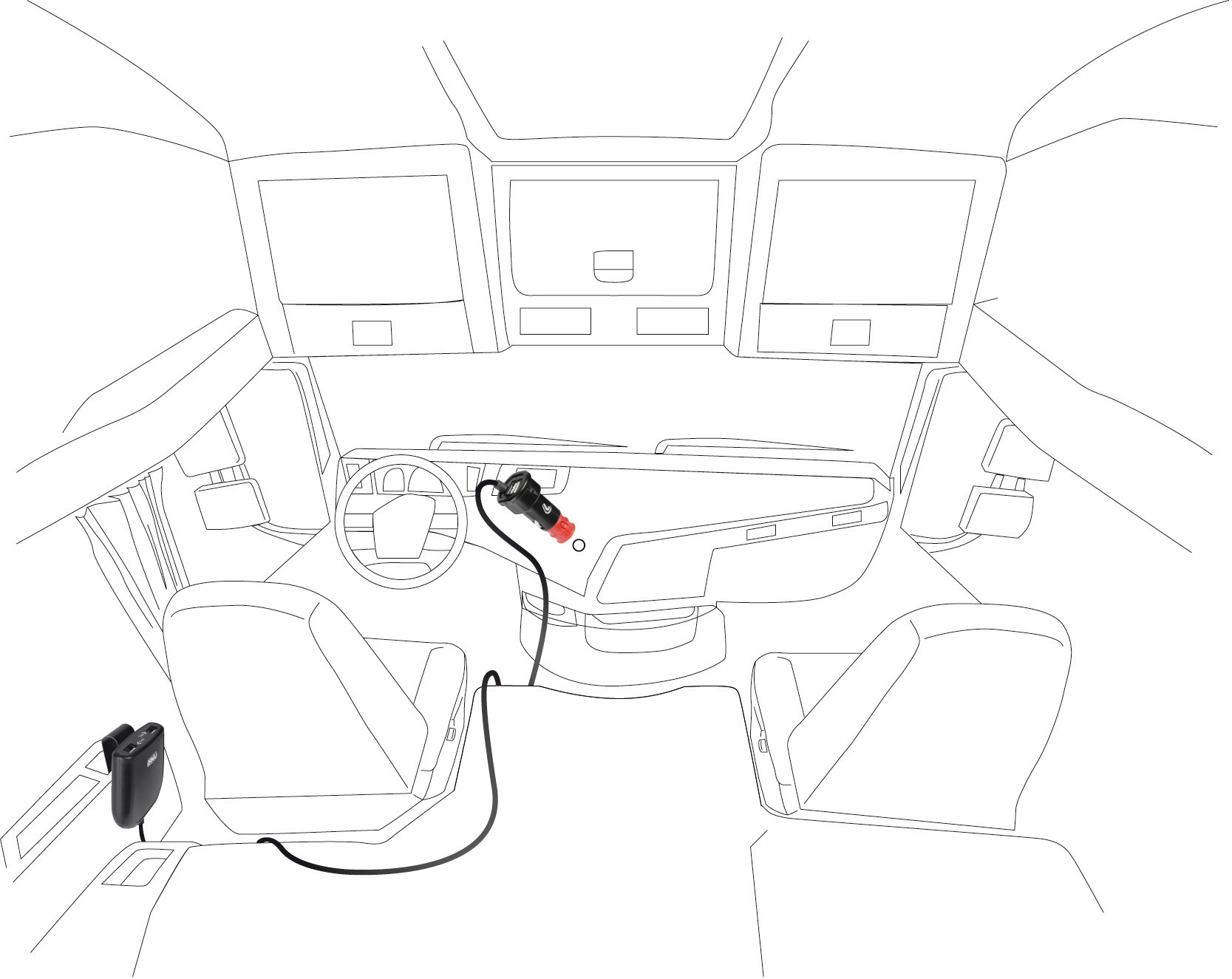 Caricabatteria 4 porte Usb con prolunga - Fast Charge - 7800 mA - 12/24V - immagine 6