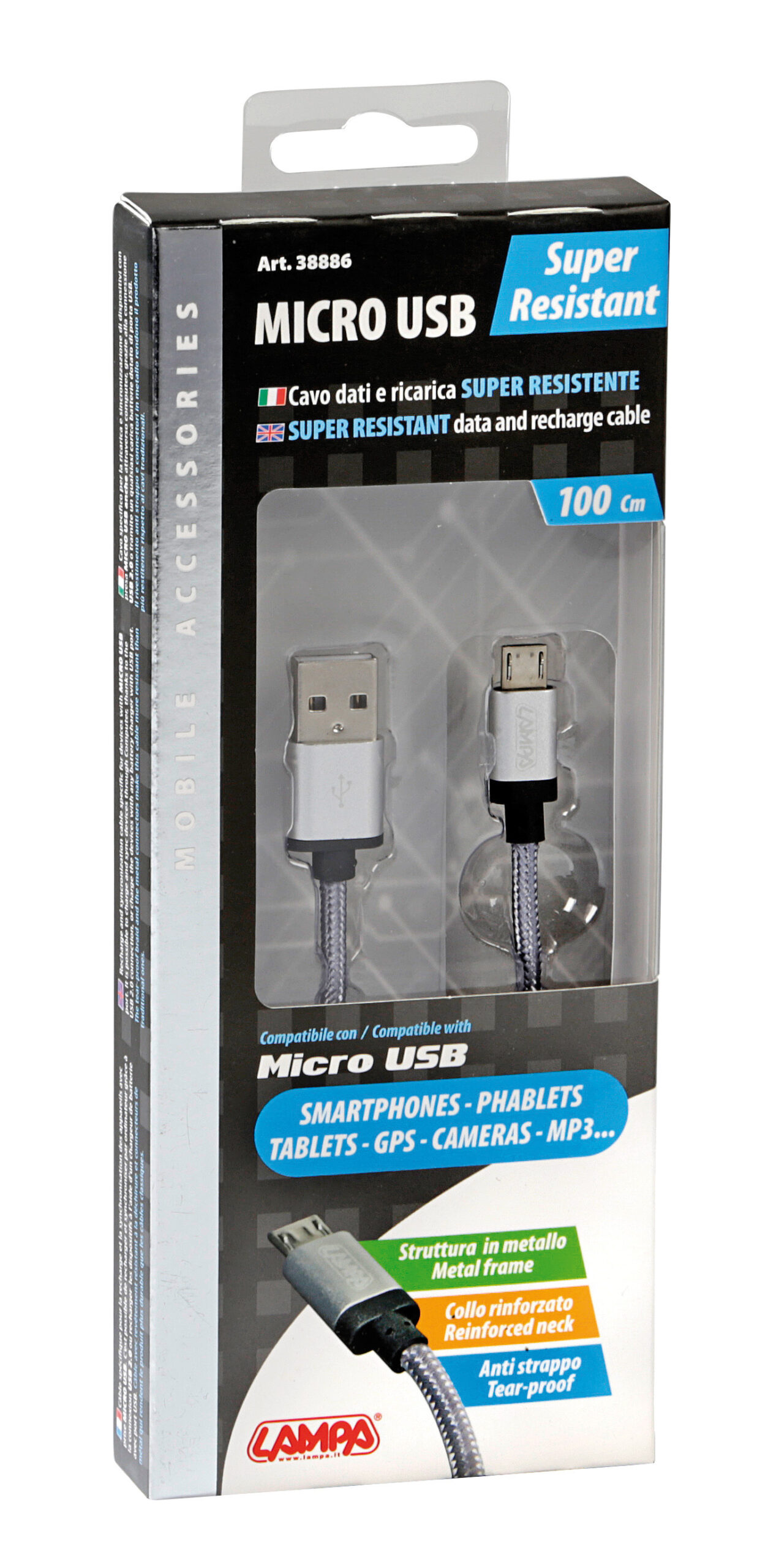 Cavo rinforzato Usb > Micro Usb - 100 cm - Grigio - immagine 4