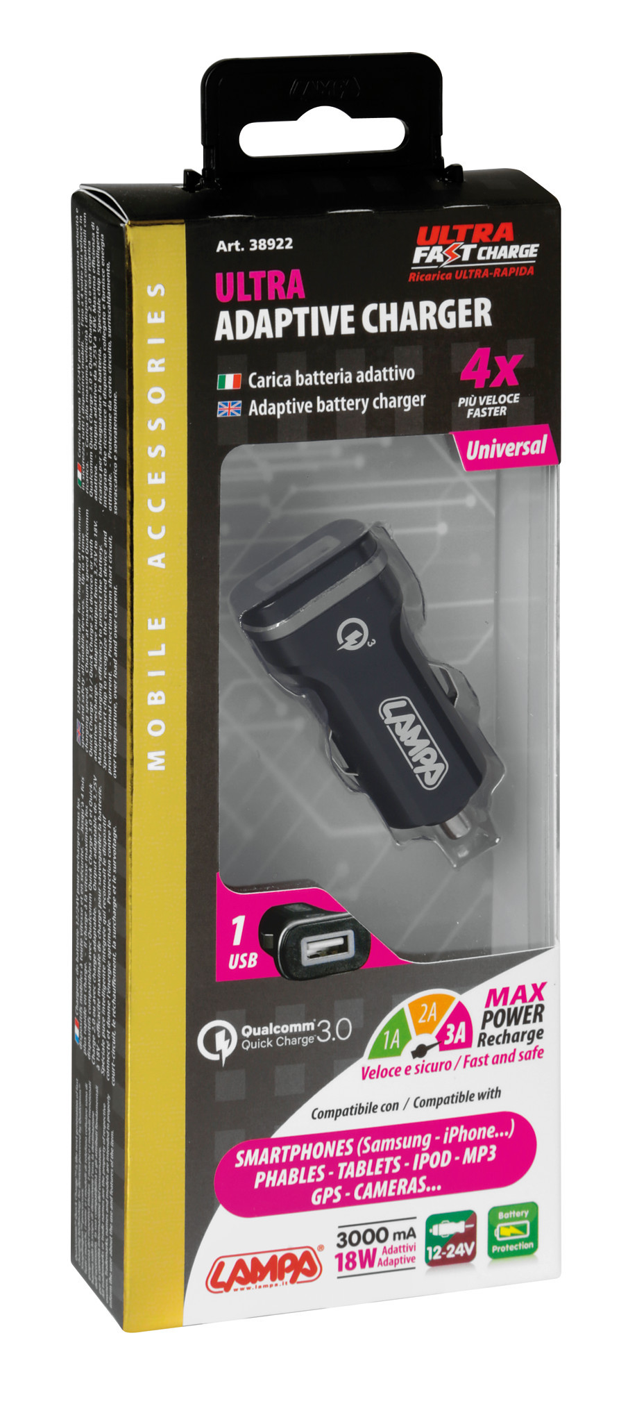 Caricabatteria 1 porta Usb - Qualcomm Quick Charge - 3000 mA - 12/24V - immagine 3