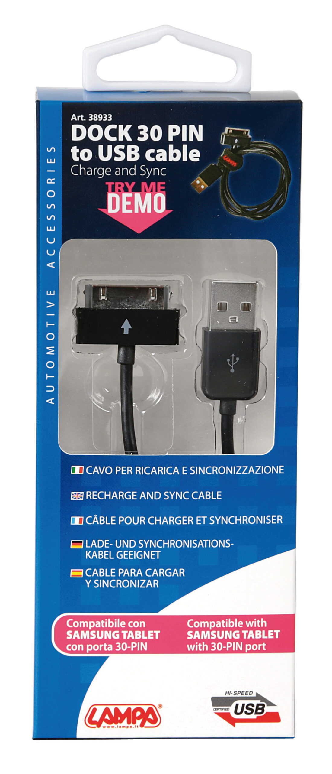 Cavo Usb > Samsung Dock 30 Pin - 100 cm - Nero - immagine 3