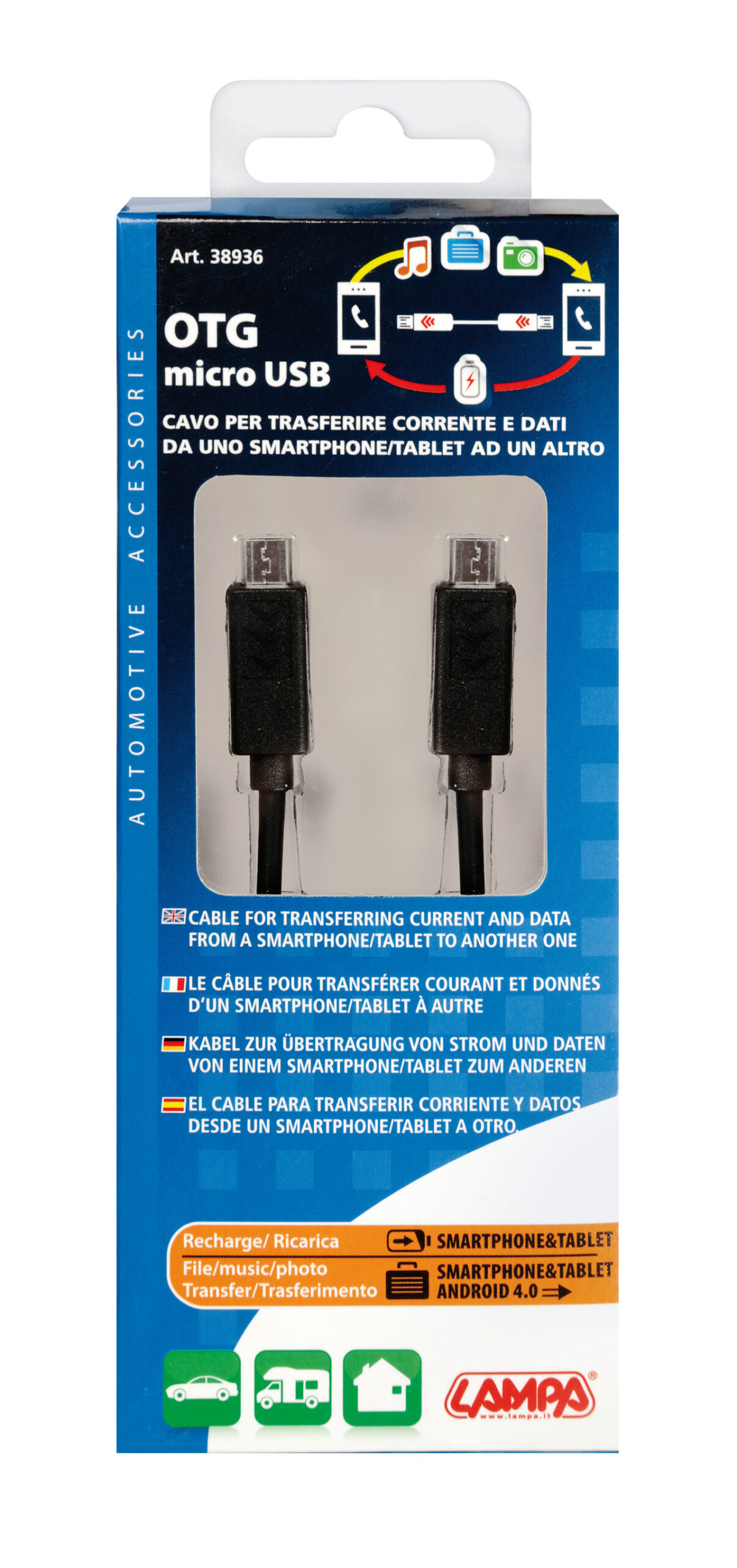 Cavo OTG Micro Usb > Micro Usb - 30 cm - Nero - immagine 3