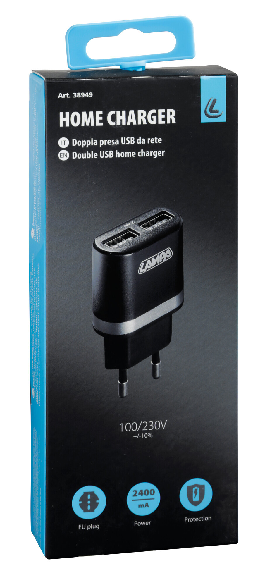 Caricabatteria da rete con 2 porte Usb - 2400 mA - 100/230V - immagine 3