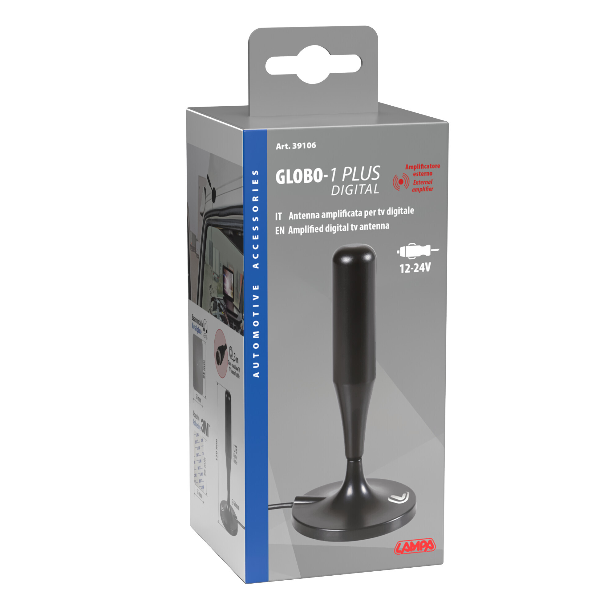 Globo-1 Plus, antenna TV amplificata con ricezione digitale, 12/24V - 130 mm - immagine 3