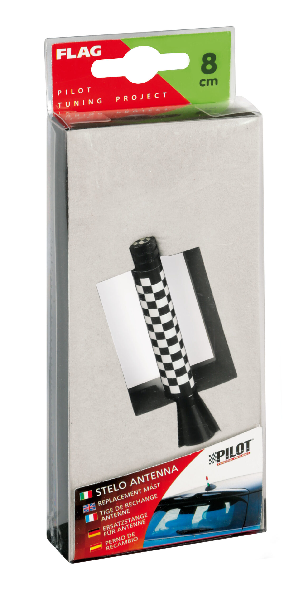 Flag, stelo antenna - 8 cm - Chequered - immagine 2