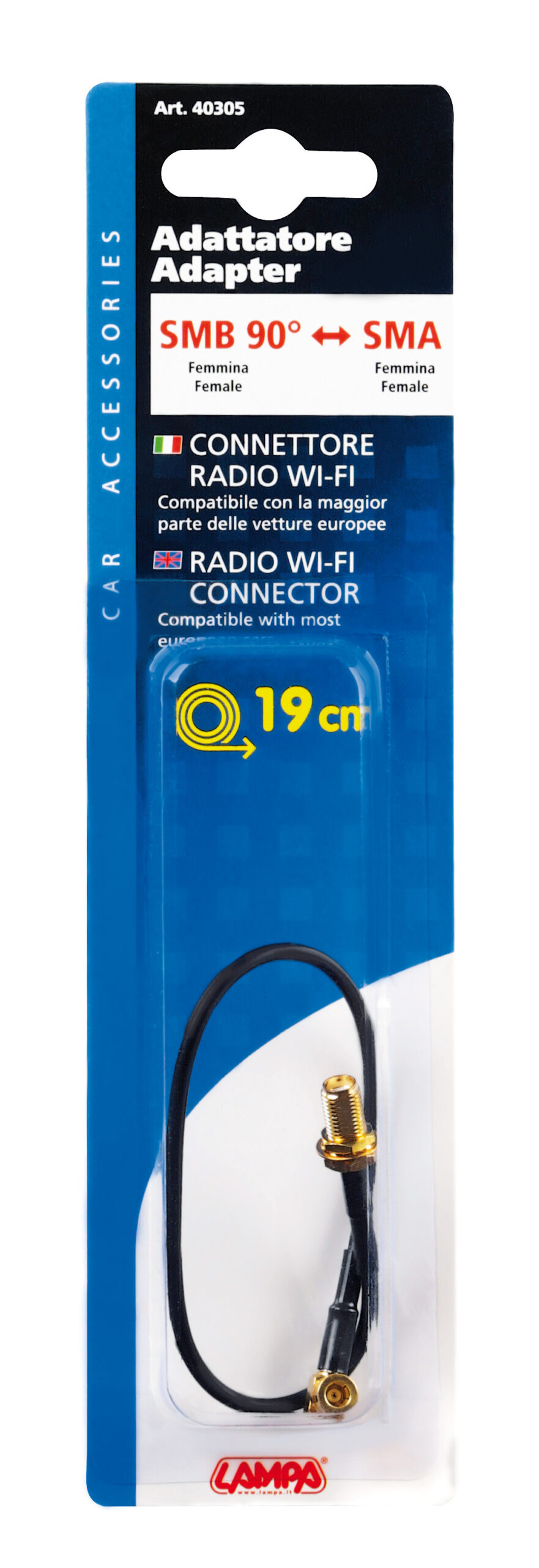 Adattatore antenna SMB 90° femmina>Sma femmina - 19 cm - immagine 2