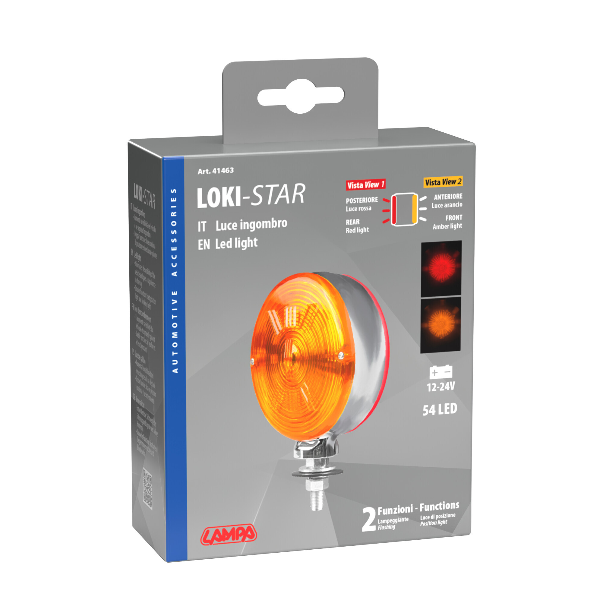 Loki-Star, luce decorativa, doppia funzione - 54 Led - 12/24V - Rosso/Arancio - immagine 6
