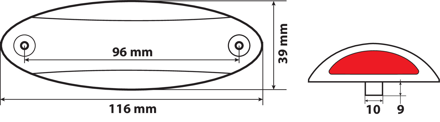 Luce ingombro - 4 Led - 12/24V - Bianco/Rosso - Scocca bianco 8 Luce ingombro - 4 Led - 12/24V - Bianco/Rosso - Scocca bianco - immagine 8