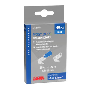 Kit 40 terminali-capicorda piatti a doppio innesto - Blu