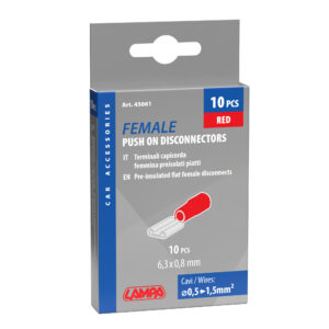 10 terminali - capicorda femmina piatti - Rosso