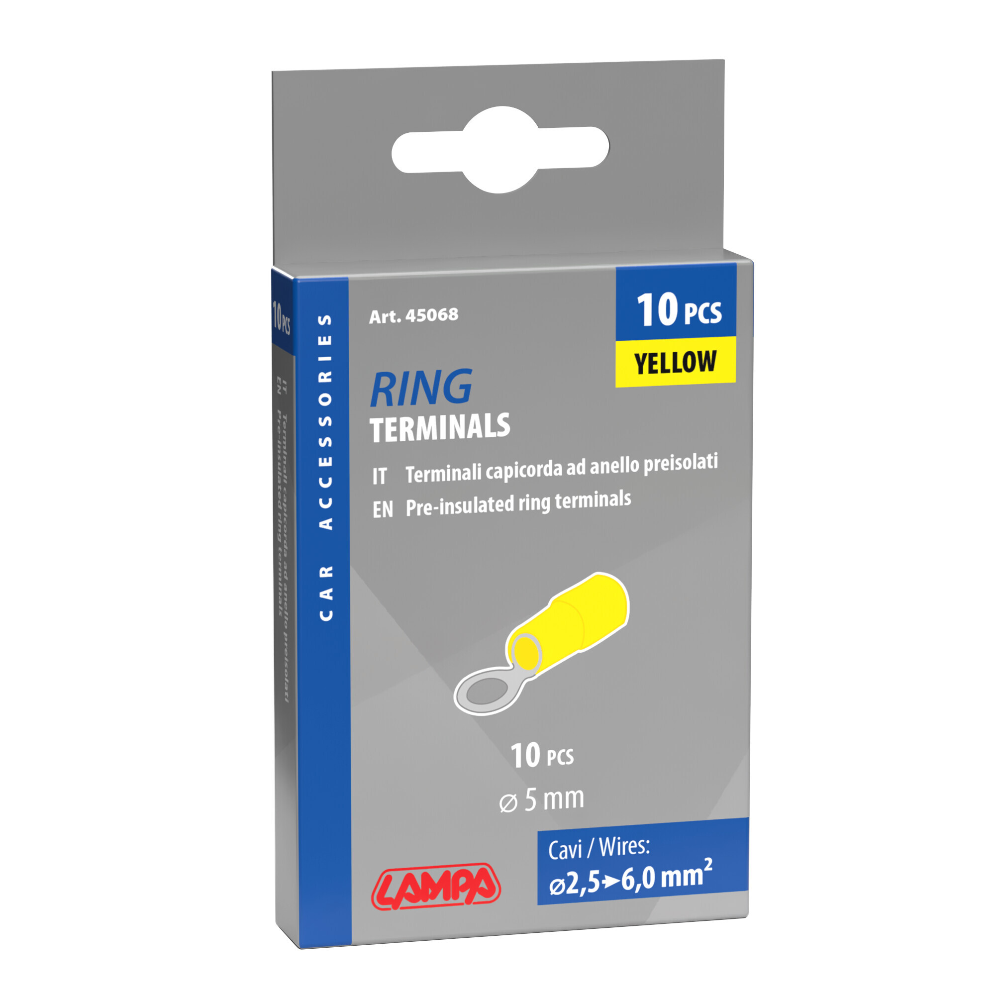 10 terminali - capicorda ad anello - Giallo