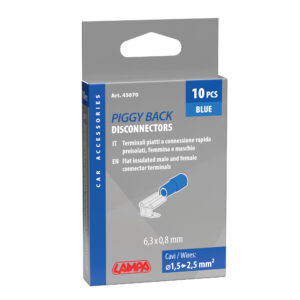 10 terminali - capicorda doppio innesto maschio+femmina - Blu