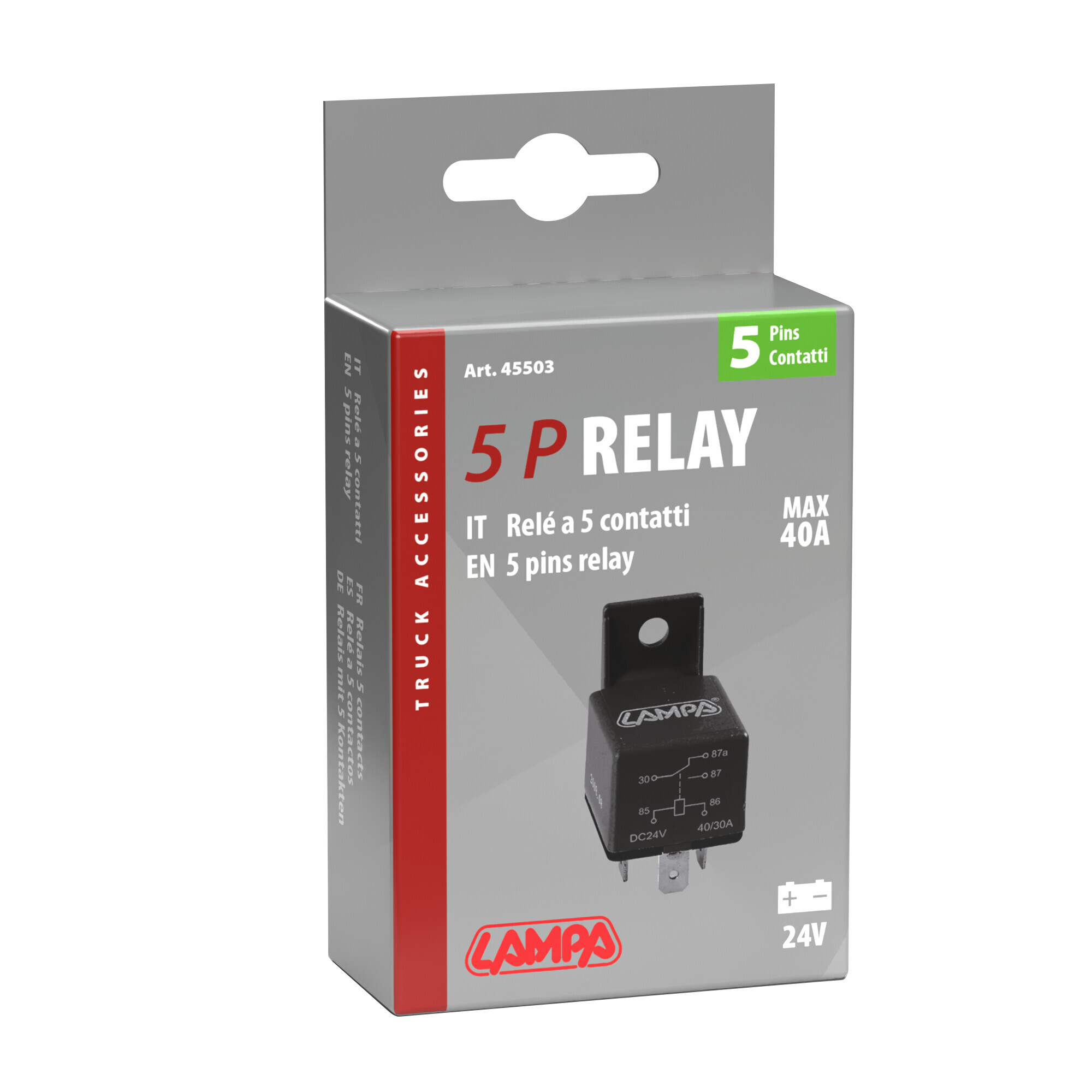 Relè universale 24V - 40A - 5 contatti - immagine 2