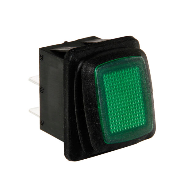 Interruttore impermeabile con spia a Led - 12/24V - Verde