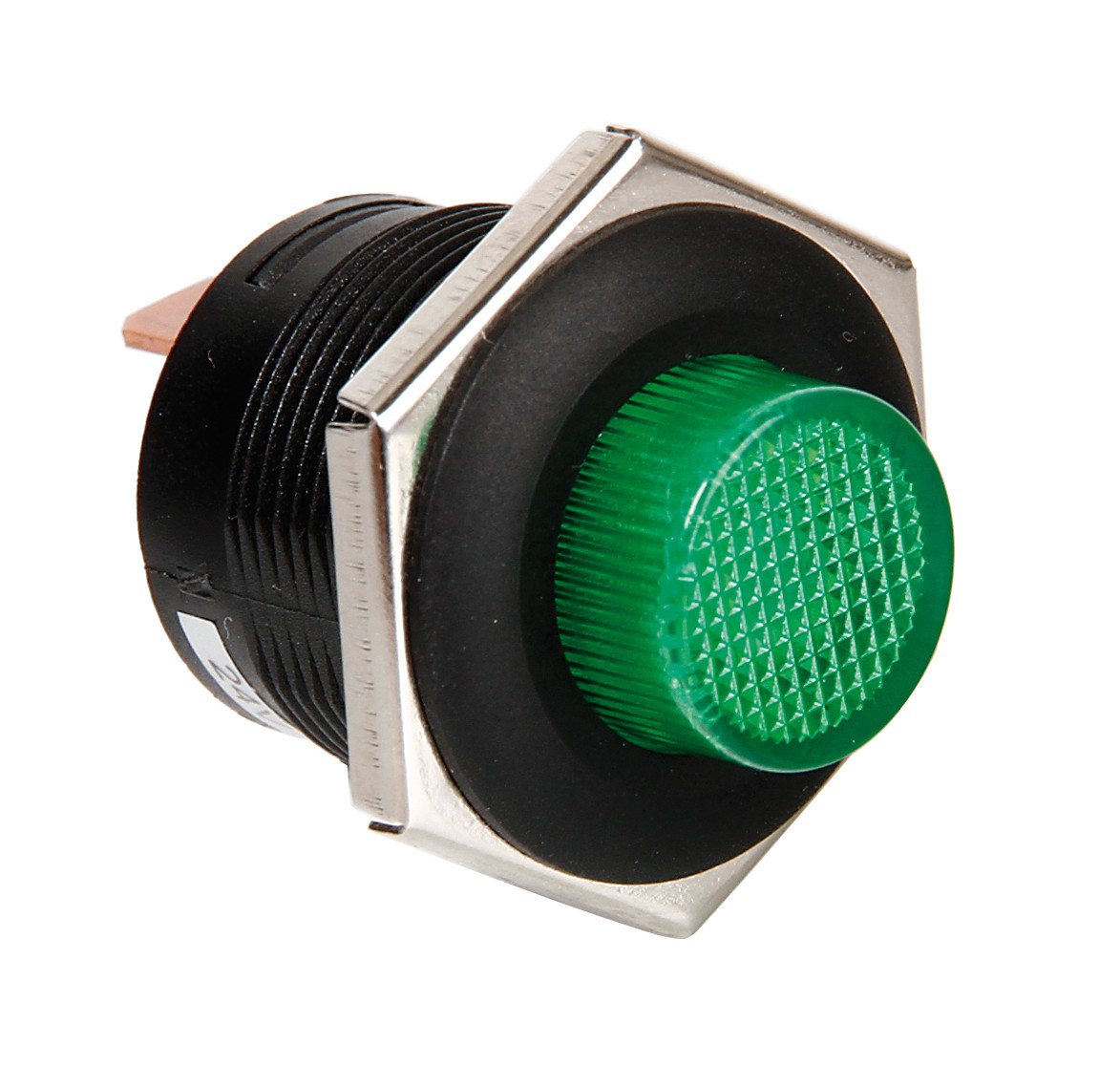 Interruttore a pulsante con spia a Led - 12/24V - Verde