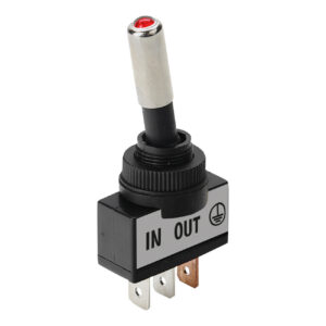 Interruttore a leva tipo Racing, in alluminio con spia a Led -  12/24V - Rosso -  20A