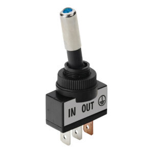 Interruttore a leva tipo Racing, in alluminio con spia a Led -  12/24V - Blu -   20A