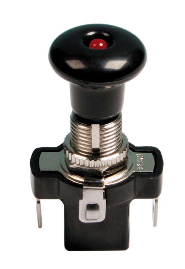 Interruttore tira-spingi con spia a Led - 12/24V - Rosso - 10A