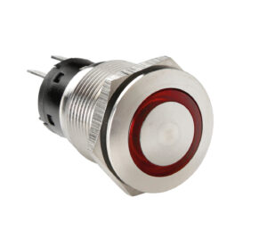 Interruttore a pulsante con spia a Led, 12/24V - Rosso
