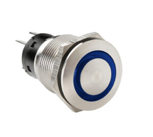 Interruttore a pulsante con spia a Led, 12/24V - Blu