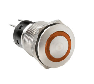 Interruttore a pulsante con spia a Led, 12/24V - Arancio