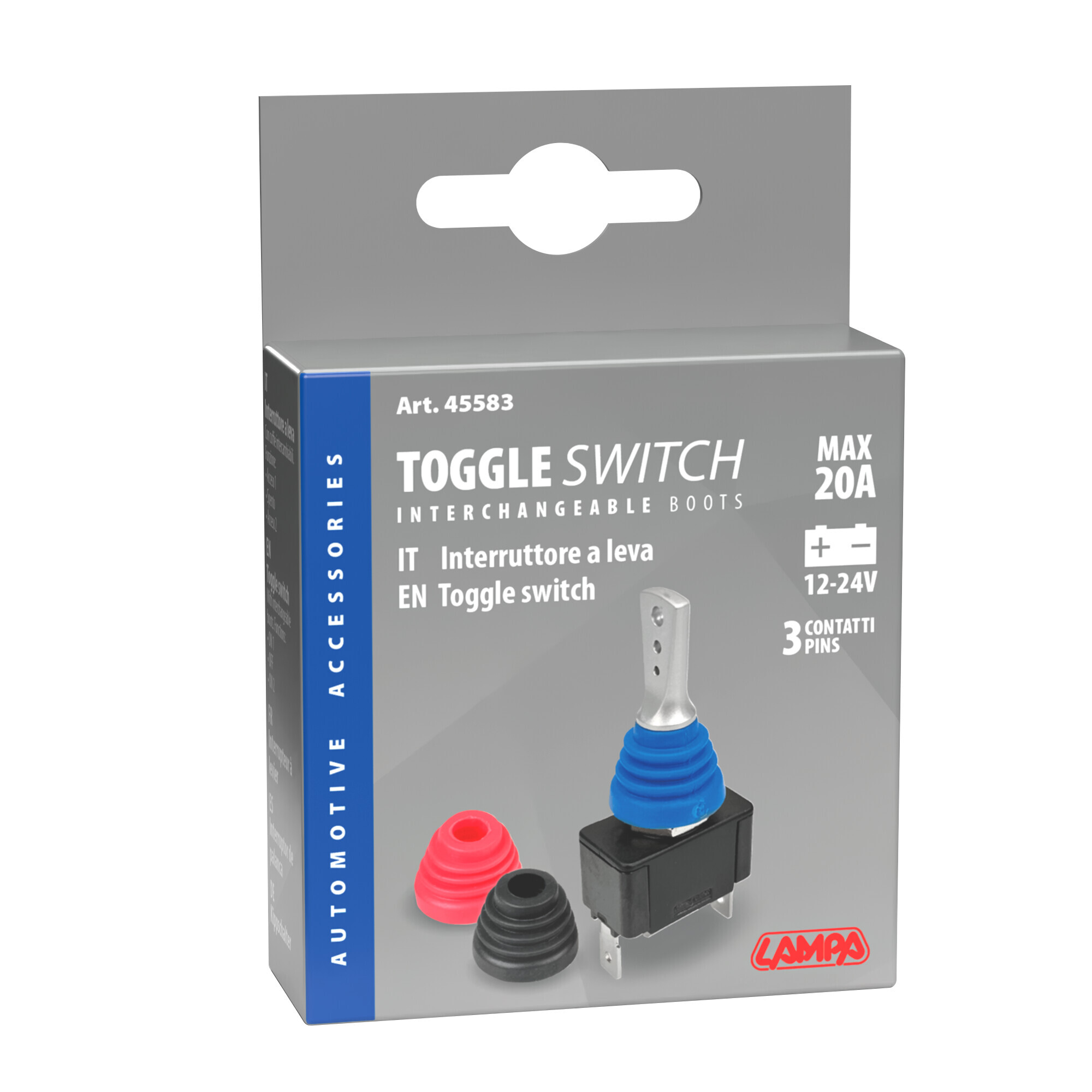 Interruttore a leva con cuffie intercambiabili - 12/24V - 20A - immagine 2