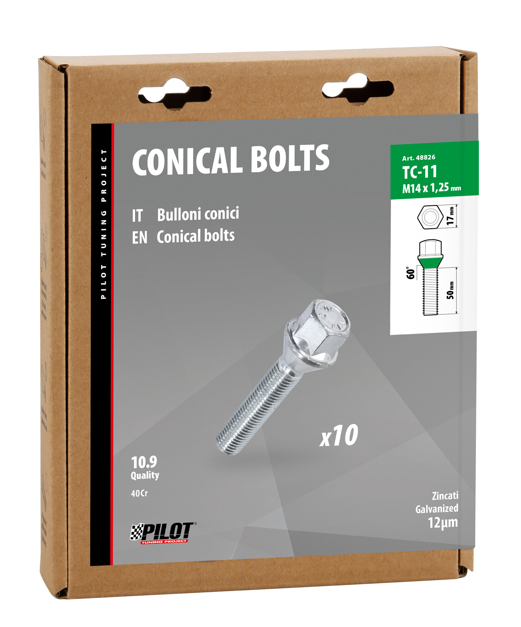 Set 10 bulloni conici - TC11 - Scatola 2 Set 10 bulloni conici - TC11 - Scatola - immagine 2