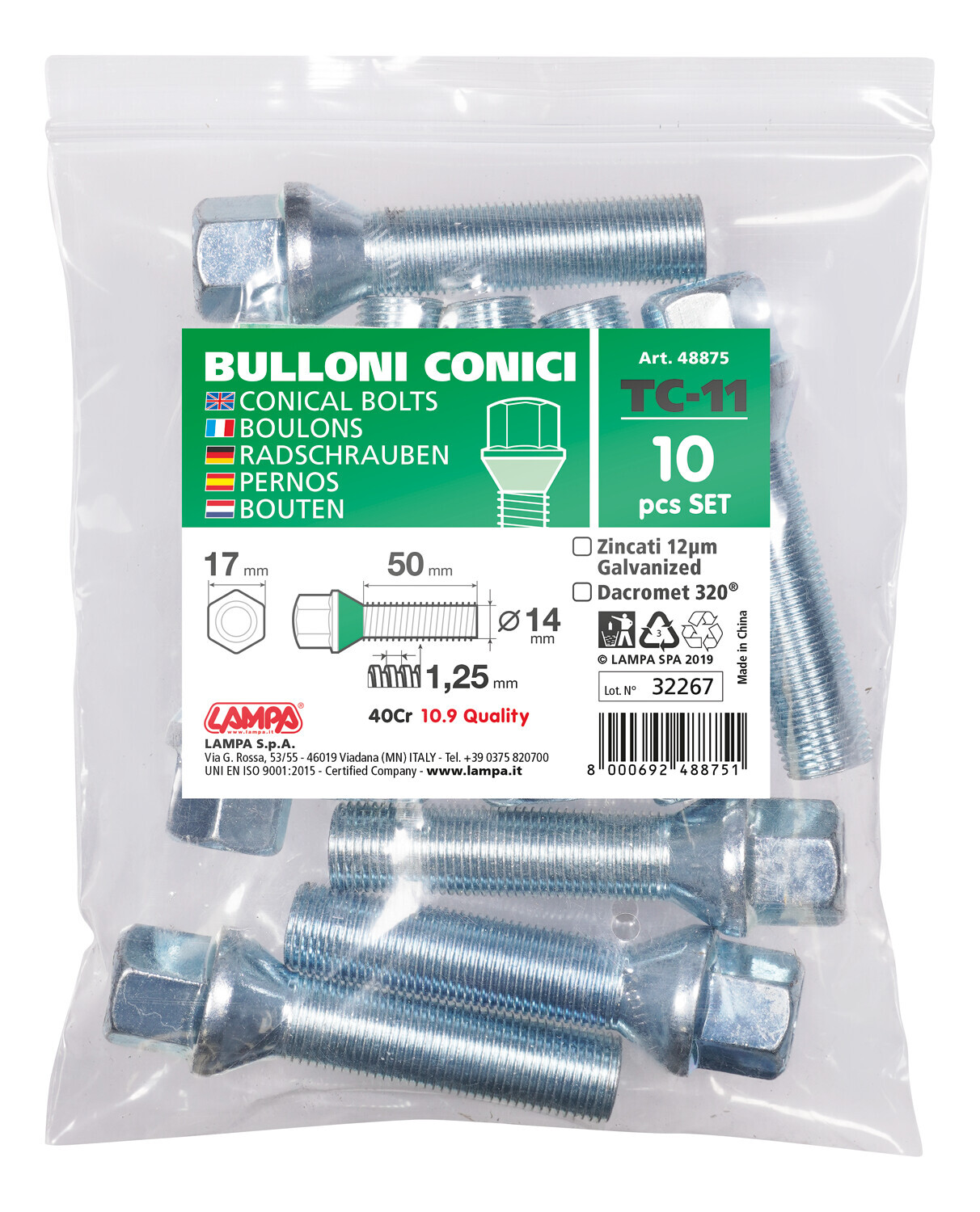 Set 10 bulloni conici - TC11 - Busta - immagine 2