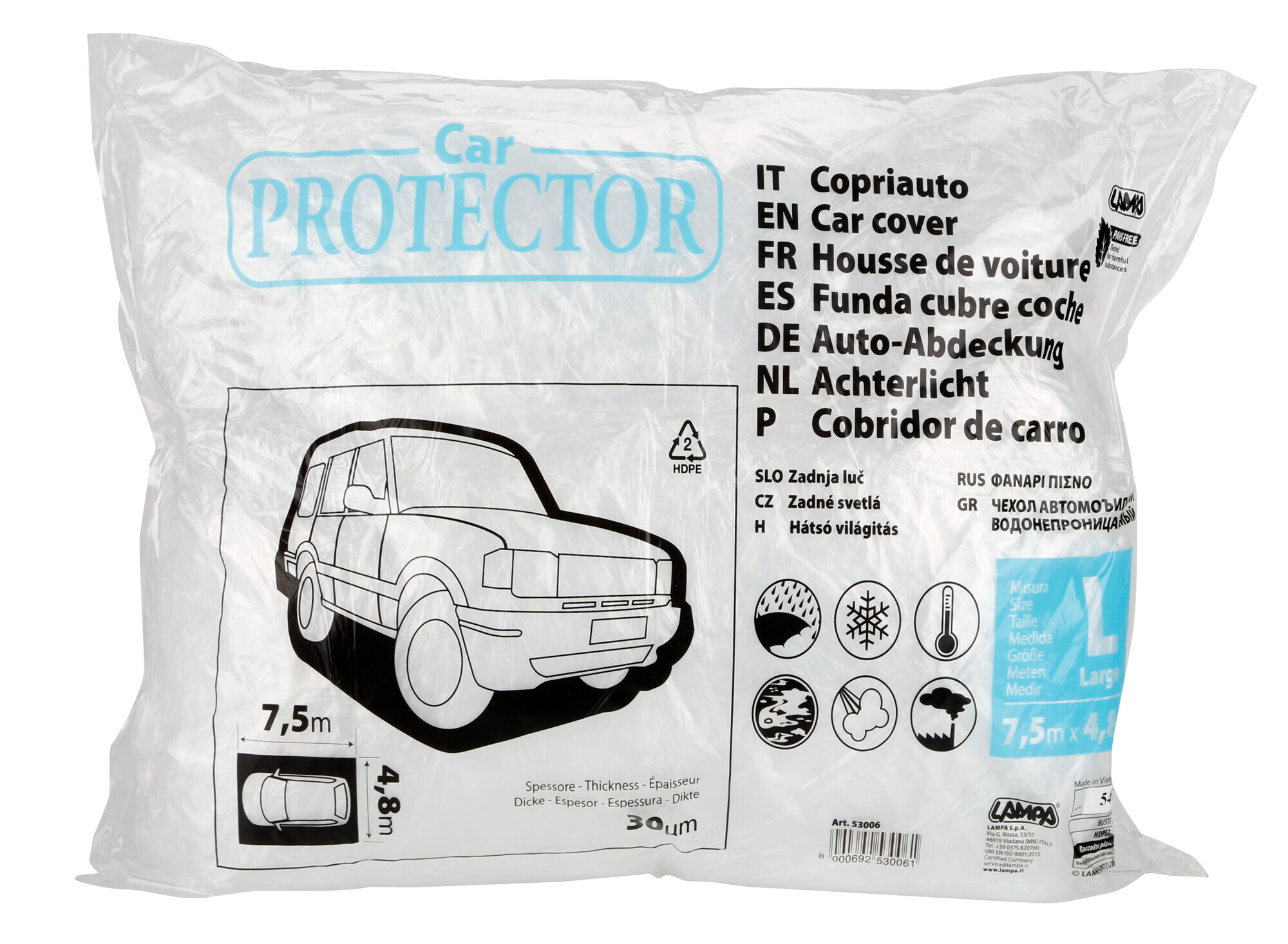 Protezione copriauto in PE - L - 7,5x4,8 m