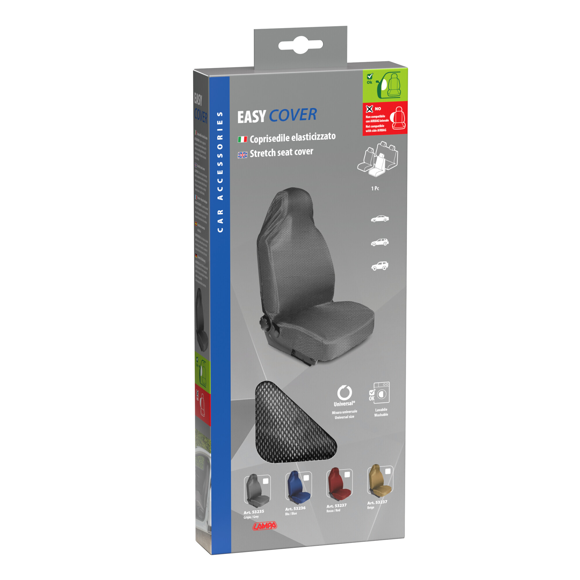 Easy Cover, coprisedile anteriore elasticizzato - Grigio - immagine 3