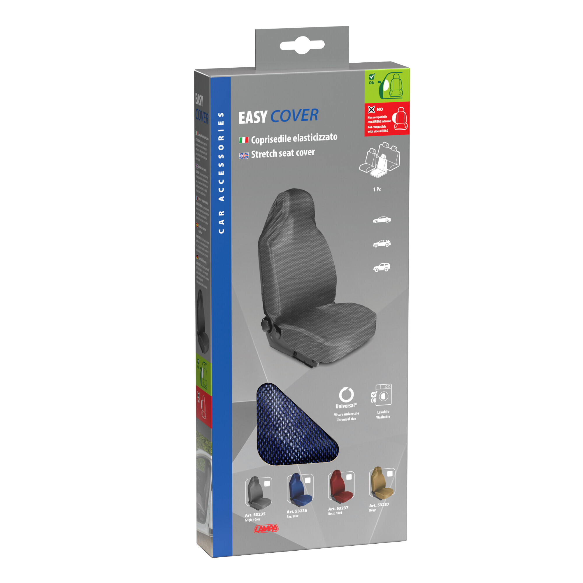 Easy Cover, coprisedile anteriore elasticizzato - Blu - immagine 3