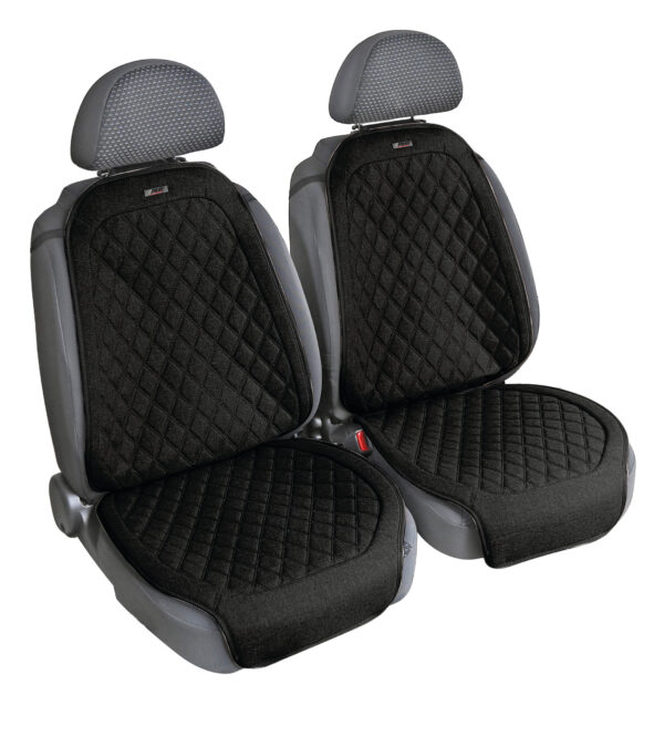 Venice, coppia coprisedili anteriori in fresco tessuto tekno-lino di poliestere - Nero