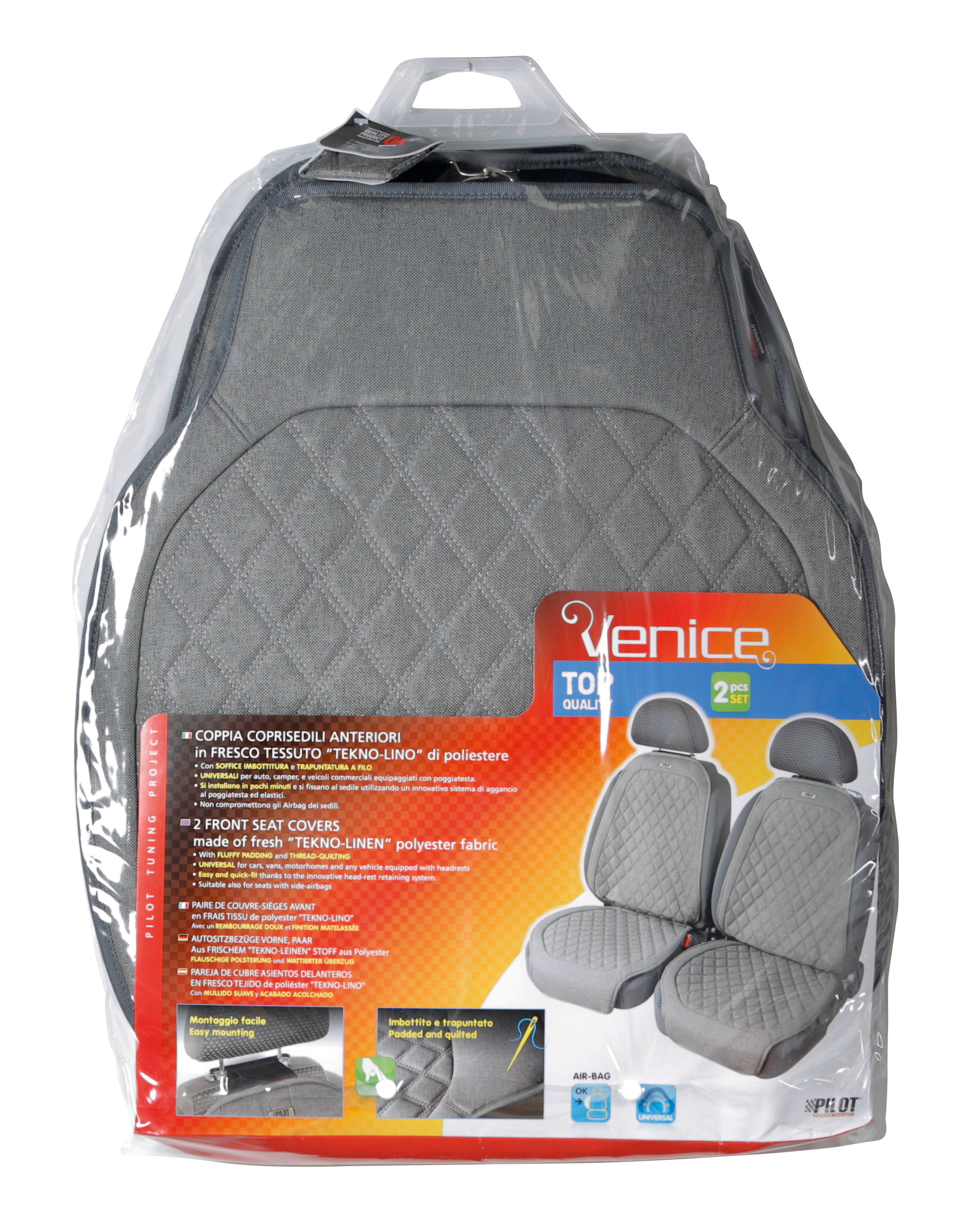 Venice, coppia coprisedili anteriori in fresco tessuto tekno-lino di poliestere - Grigio - immagine 5