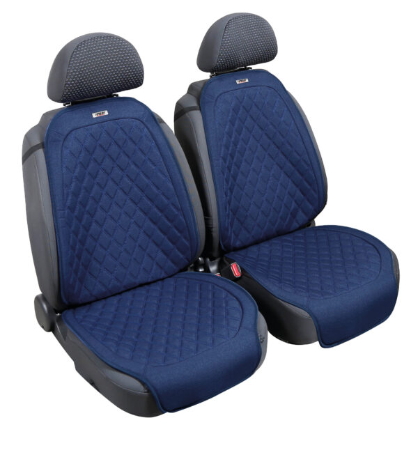 Venice, coppia coprisedili anteriori in fresco tessuto tekno-lino di poliestere - Blu