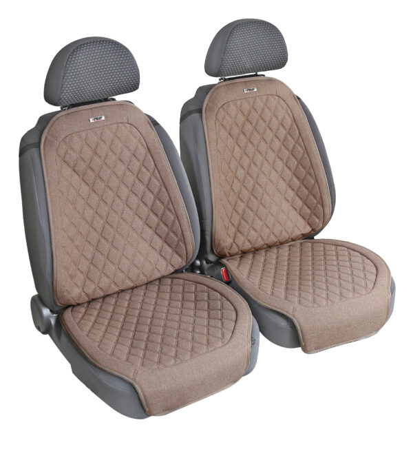 Venice, coppia coprisedili anteriori in fresco tessuto tekno-lino di poliestere - Beige