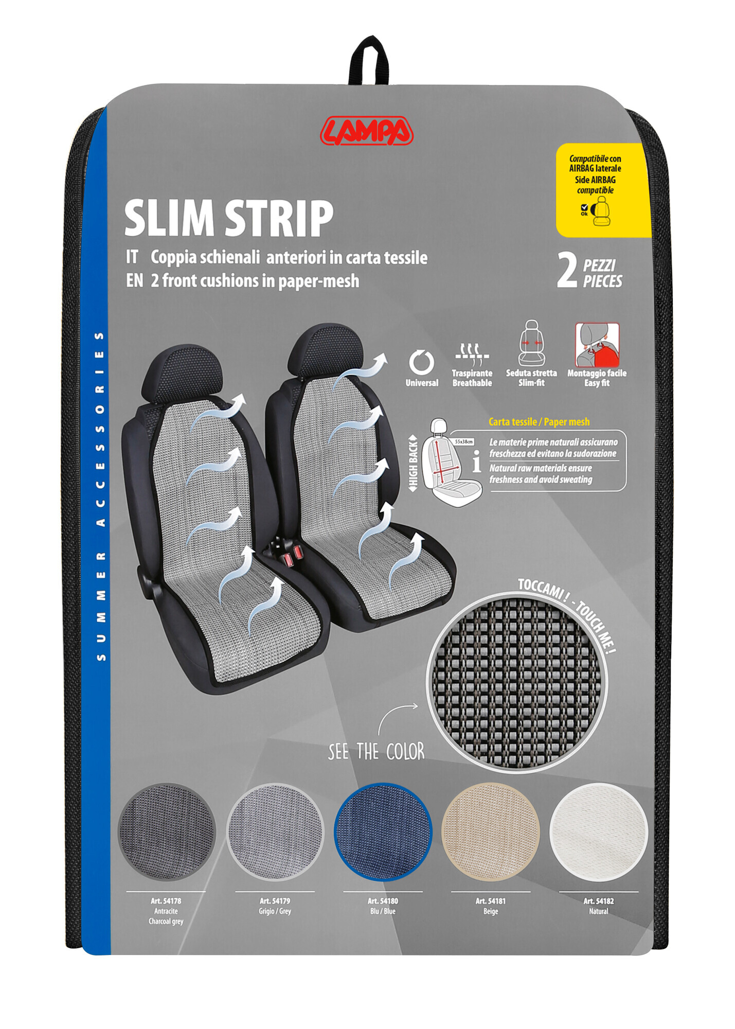 Slim Strip, coppia schienali anteriori - Grigio - immagine 3