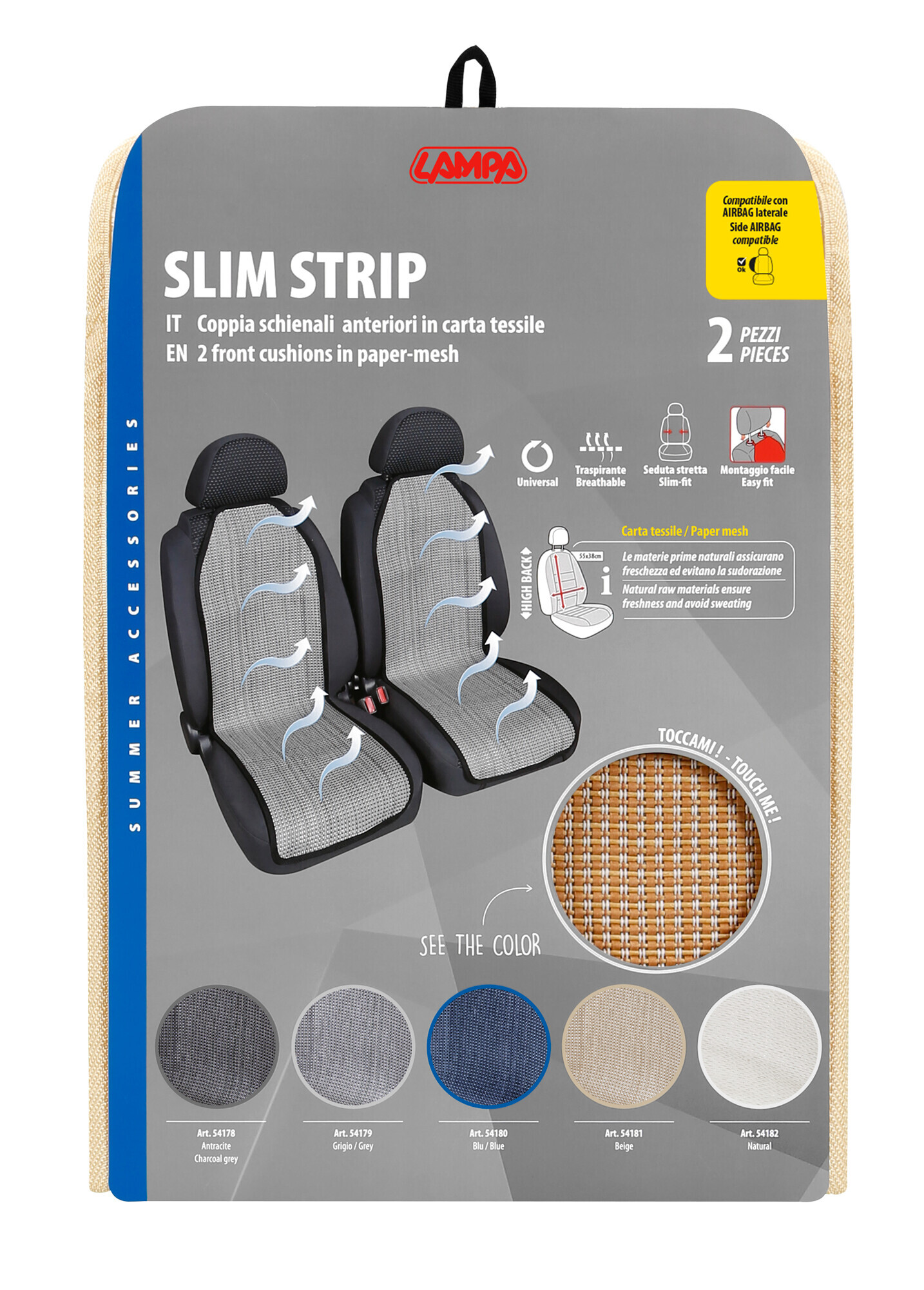 Slim Strip, coppia schienali anteriori - Beige - immagine 3