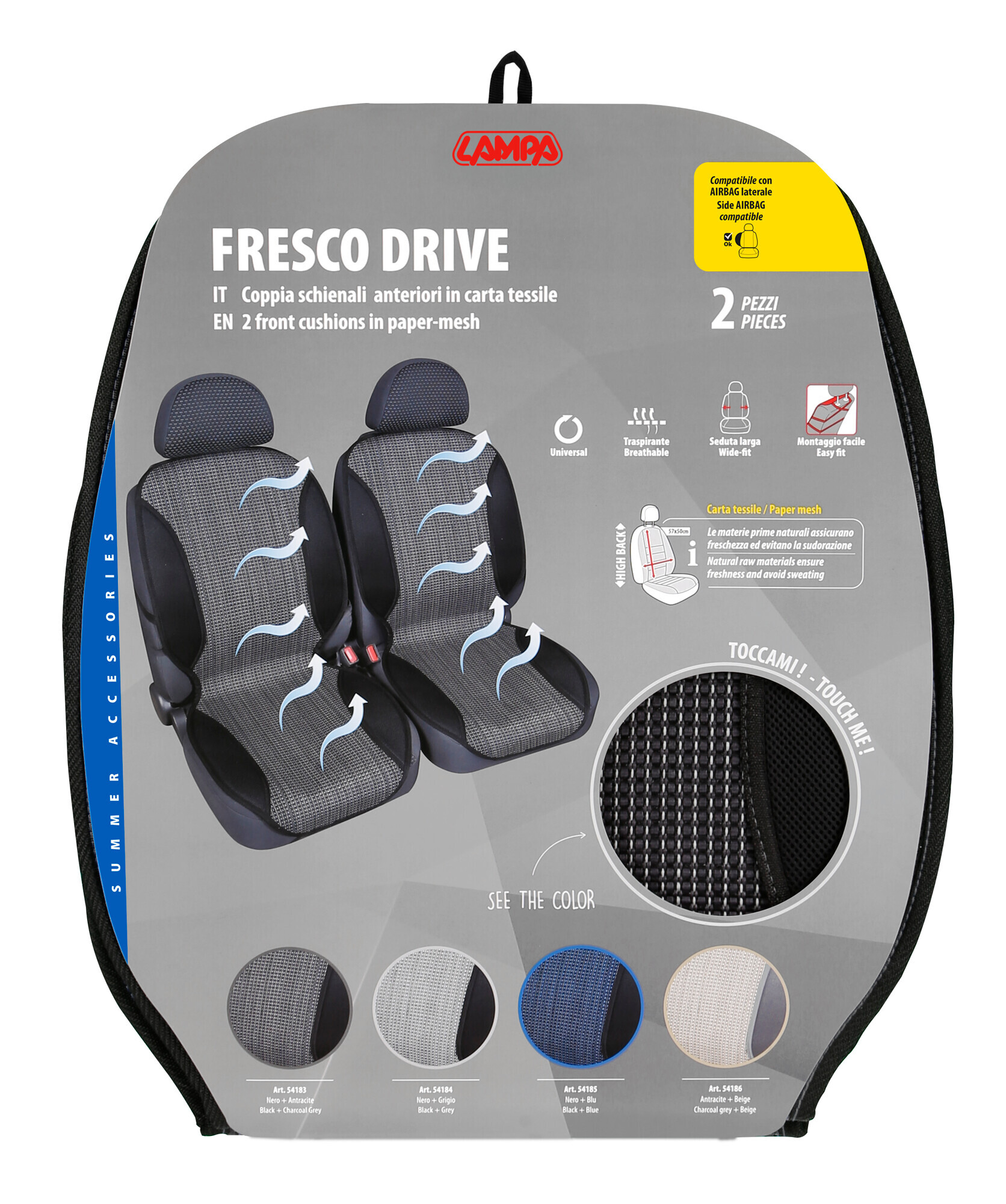 Fresco Drive, coppia schienali anteriori - Nero/Antracite - immagine 3
