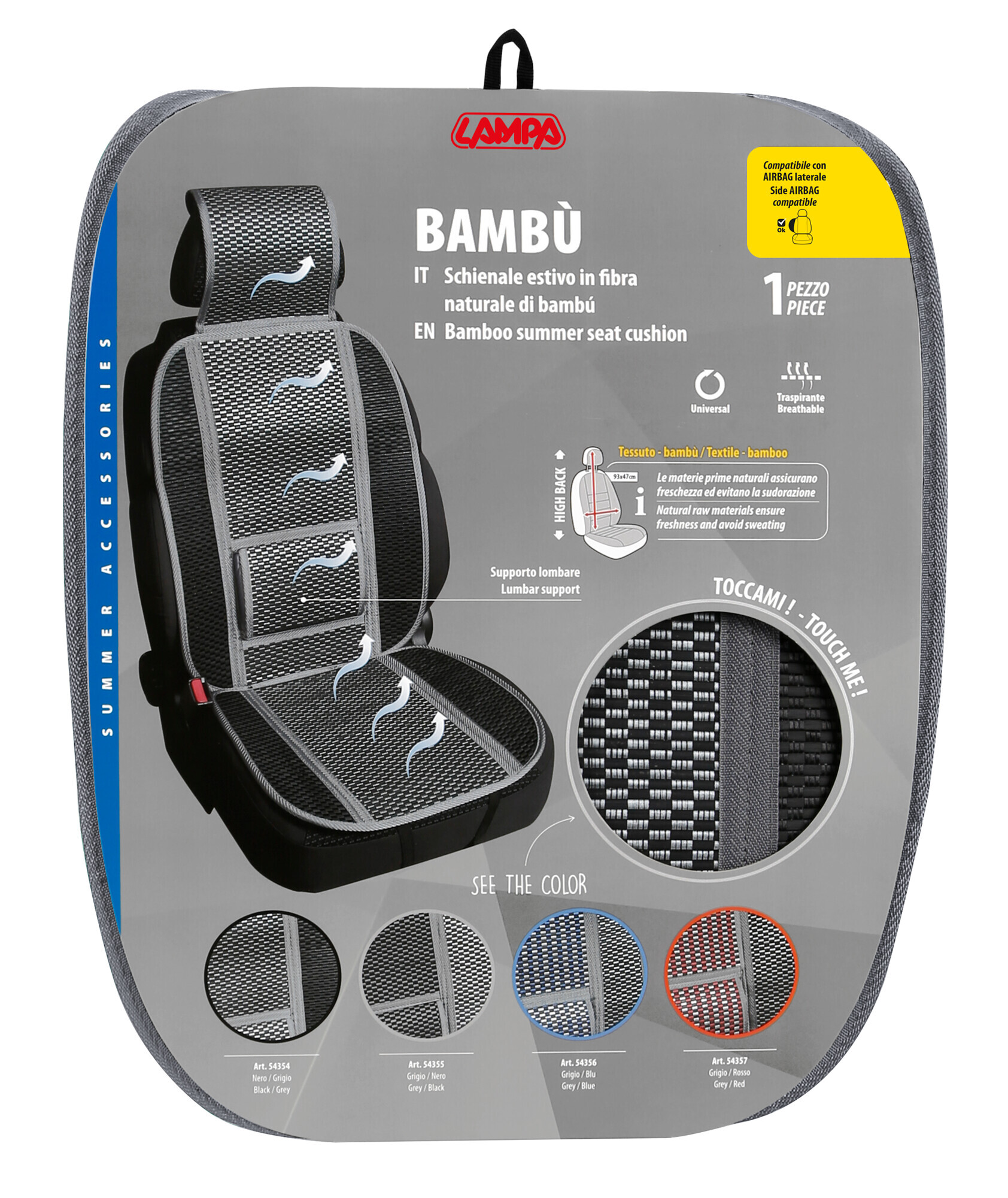 Bambù, schienale estivo in fibra naturale di bambù - Nero - immagine 2