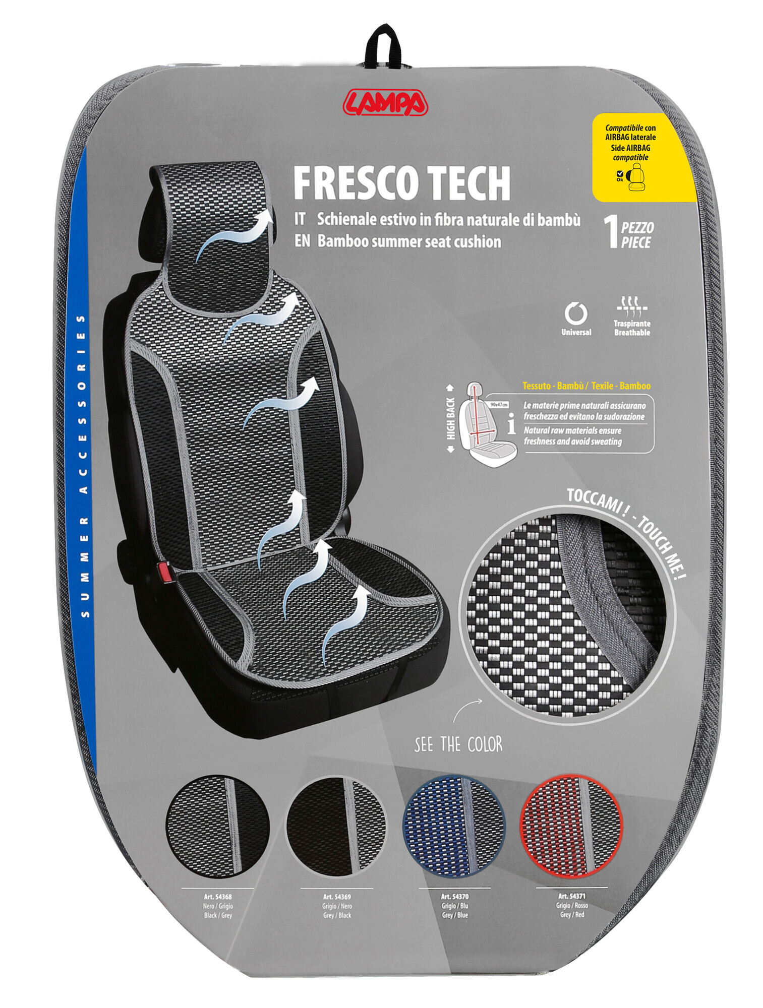 Fresco-Tech, schienale estivo in fibra naturale di bambù - Grigio 2 Fresco-Tech, schienale estivo in fibra naturale di bambù - Grigio - immagine 2