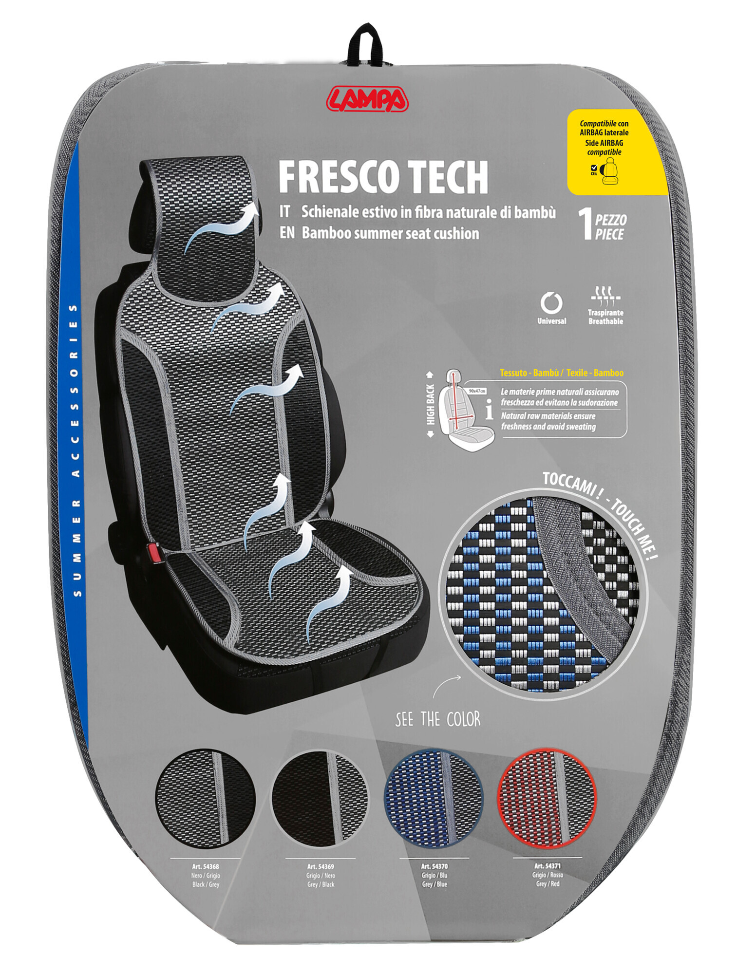 Fresco-Tech, schienale estivo in fibra naturale di bambù - Blu 2 Fresco-Tech, schienale estivo in fibra naturale di bambù - Blu - immagine 2