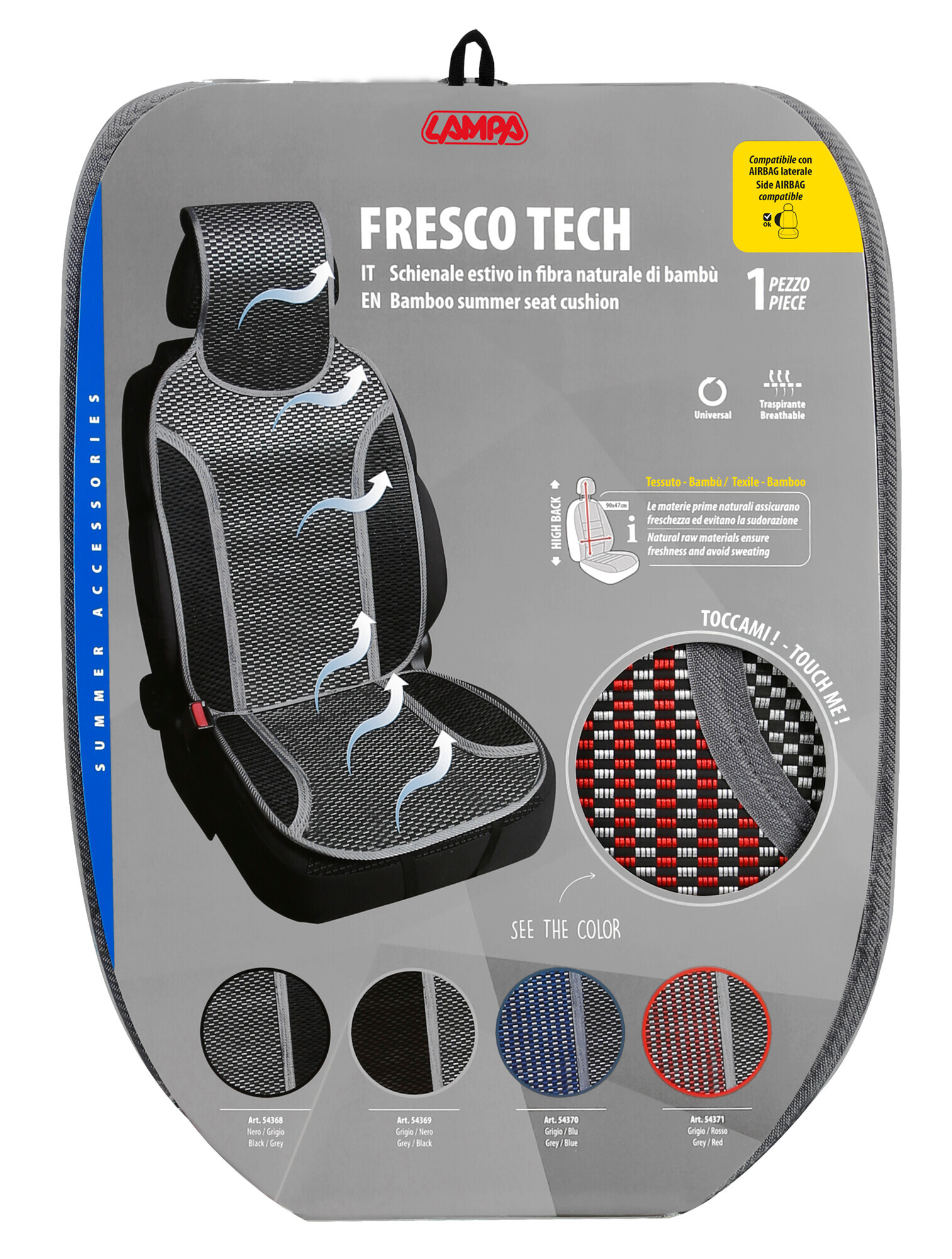 Fresco-Tech, schienale estivo in fibra naturale di bambù - Rosso - immagine 2