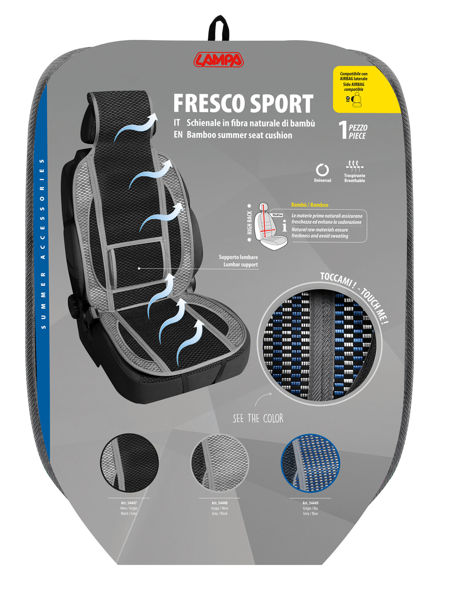 Fresco-Sport, schienale estivo in fibra naturale di bambù - Blu 3 Fresco-Sport, schienale estivo in fibra naturale di bambù - Blu - immagine 3