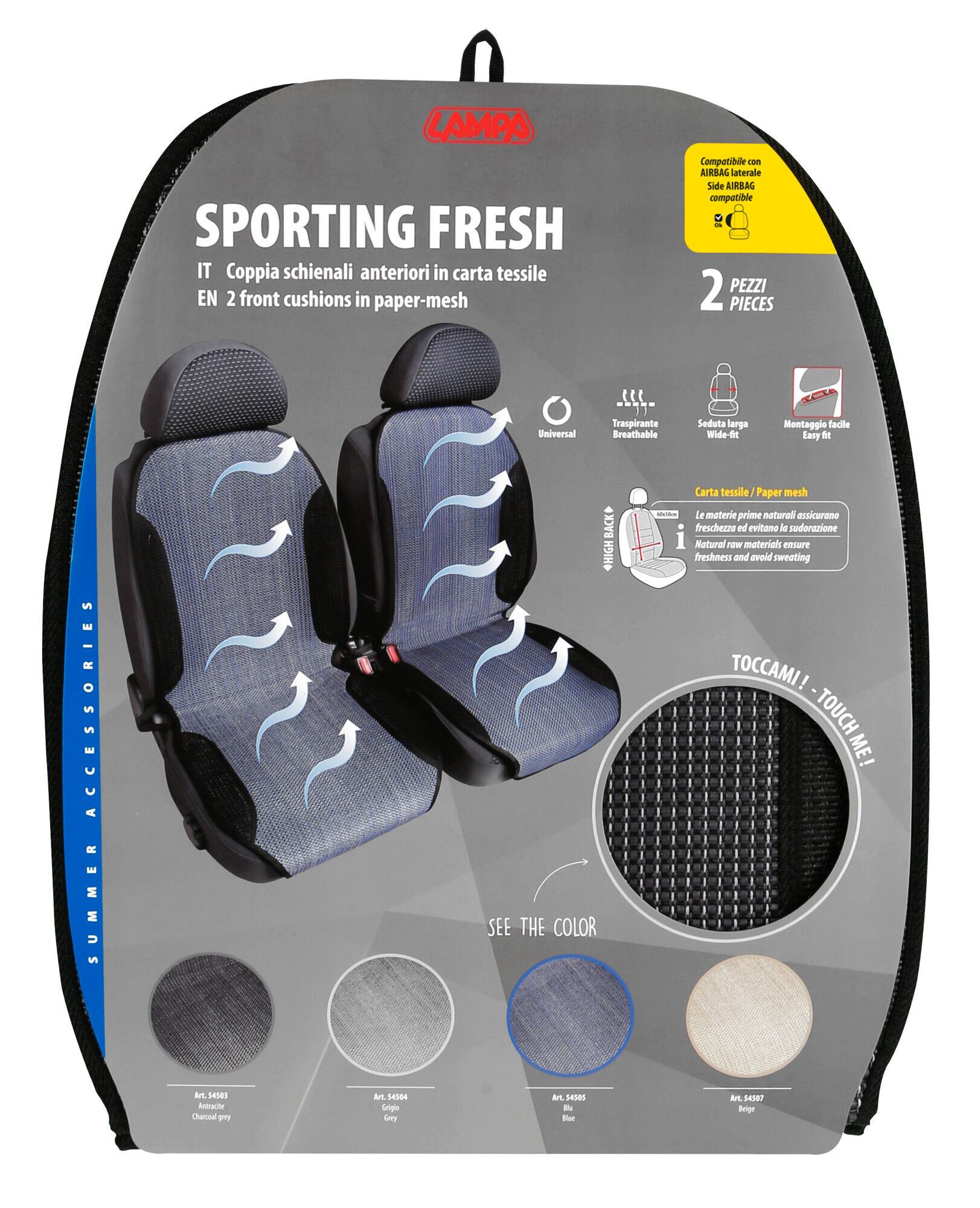 Sporting Fresh, coppia schienali in fibra naturale - Antracite - immagine 3