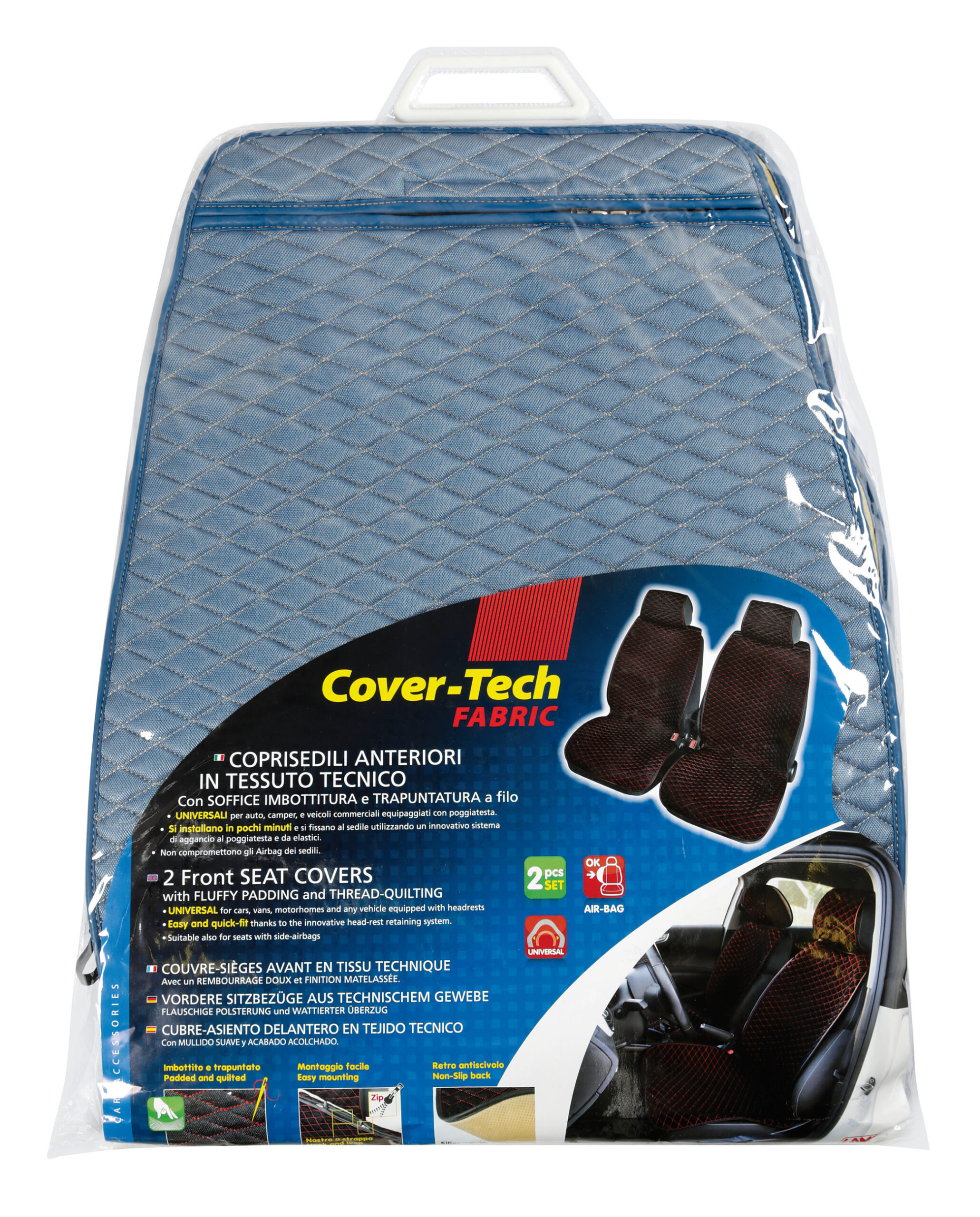 Cover-Tech Fabric, coppia coprisedili anteriori in tessuto tecnico - Azzurro/Beige 3 Cover-Tech Fabric, coppia coprisedili anteriori in tessuto tecnico - Azzurro/Beige - immagine 3