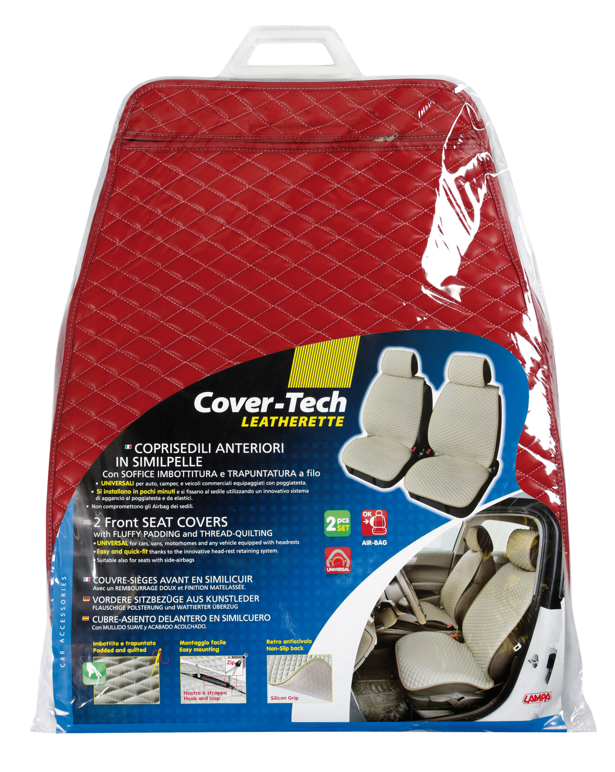 Cover-Tech, coppia coprisedili anteriori in Skeentex - Bordeaux/Bianco 3 Cover-Tech, coppia coprisedili anteriori in Skeentex - Bordeaux/Bianco - immagine 3