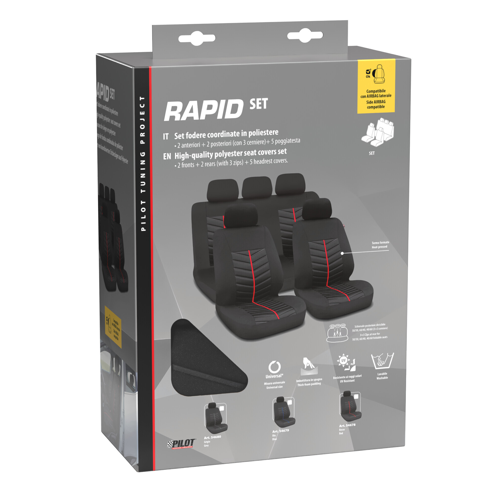 Rapid, set fodere coordinate - Nero/Grigio - immagine 3