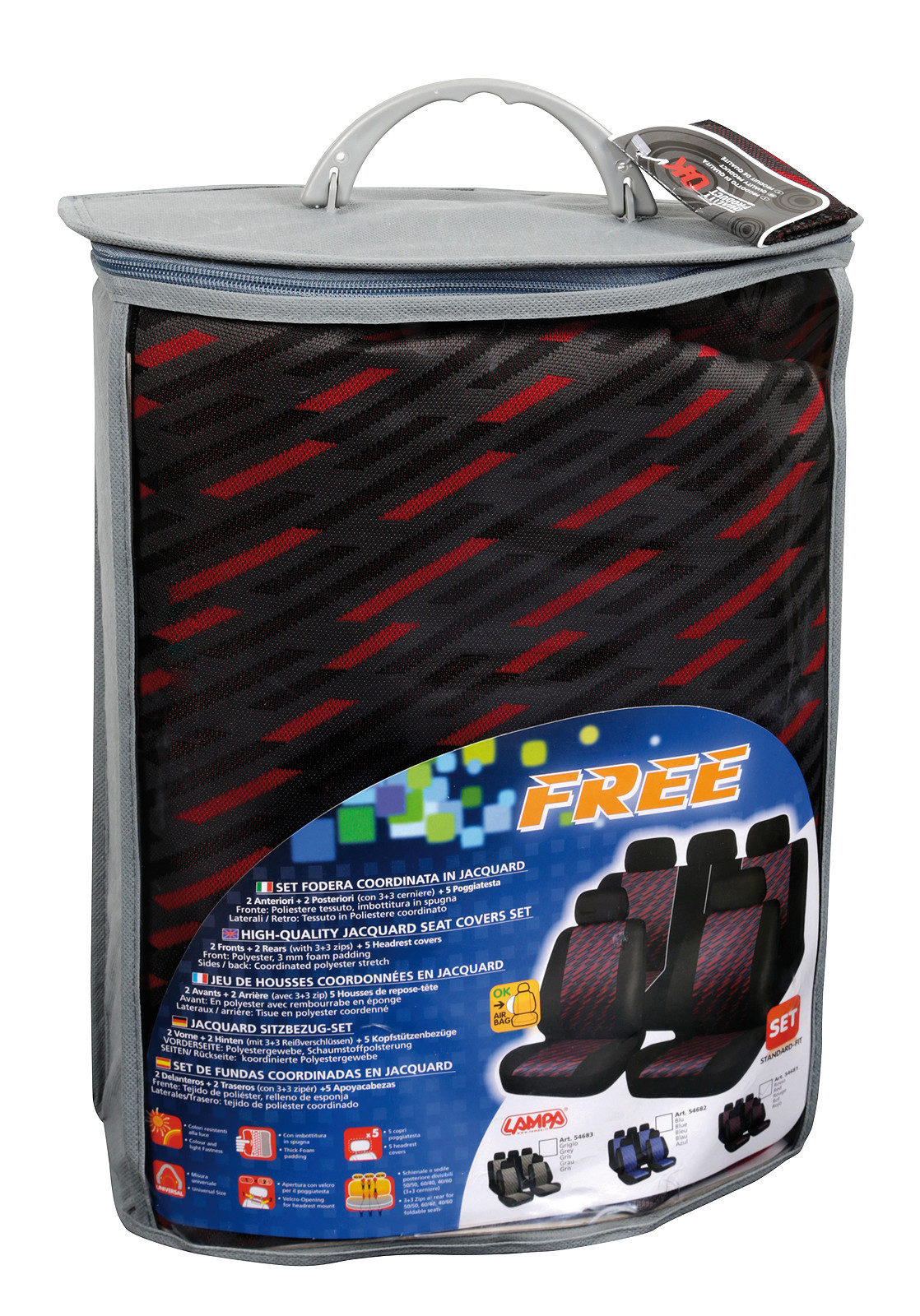 Free, set fodere coordinate - Nero/Rosso - immagine 3