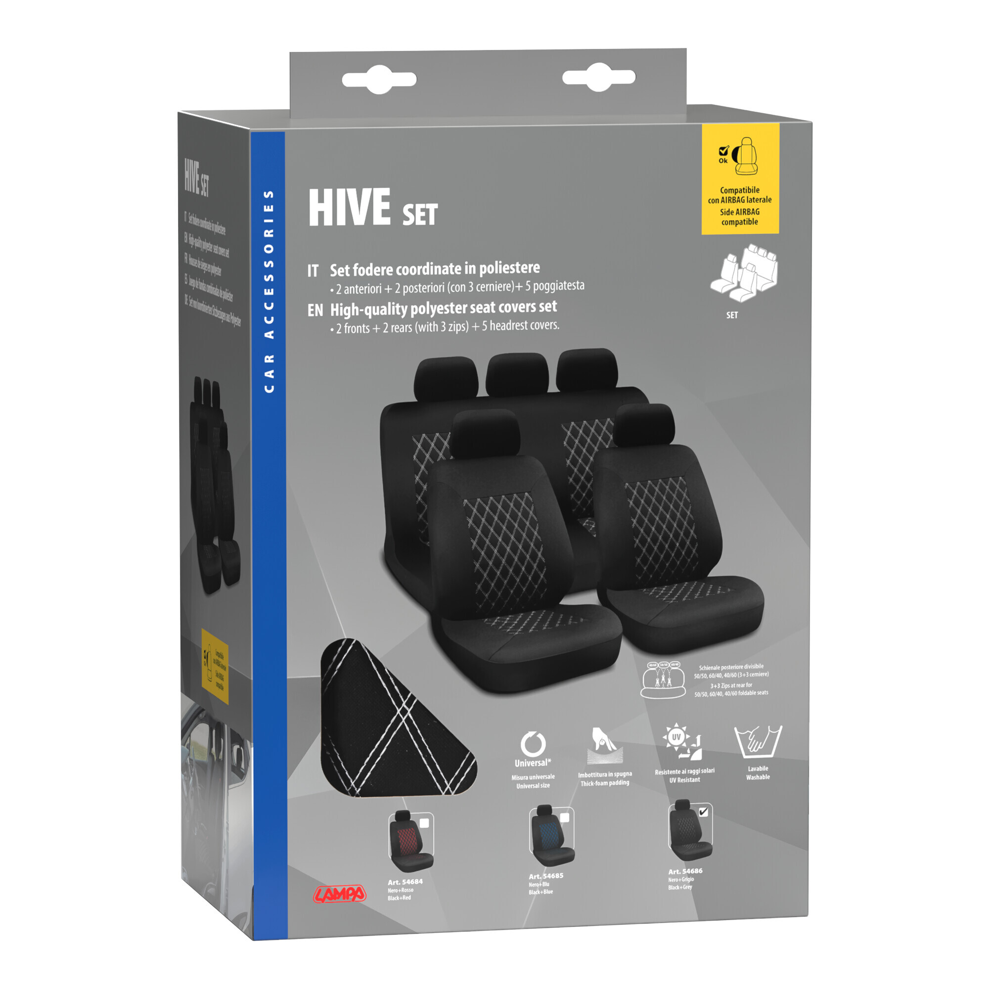Hive, set fodere coordinate - Nero/Grigio - immagine 2